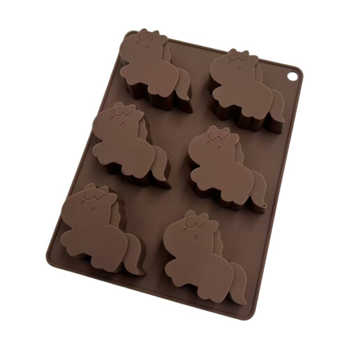 Moules animaux de silicone de bac à glace de cheval de 6-café
