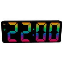 Digital Alarm Clock Colorful LED Screen Display Modern Desk Clock LED Clocks compatible Home (Model Black Shell Black C)