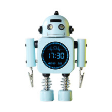 Robot Alarm Clock with Snooze Mode and Era Display compatible Girls Boys Bedroom Time Clock d_Light blue