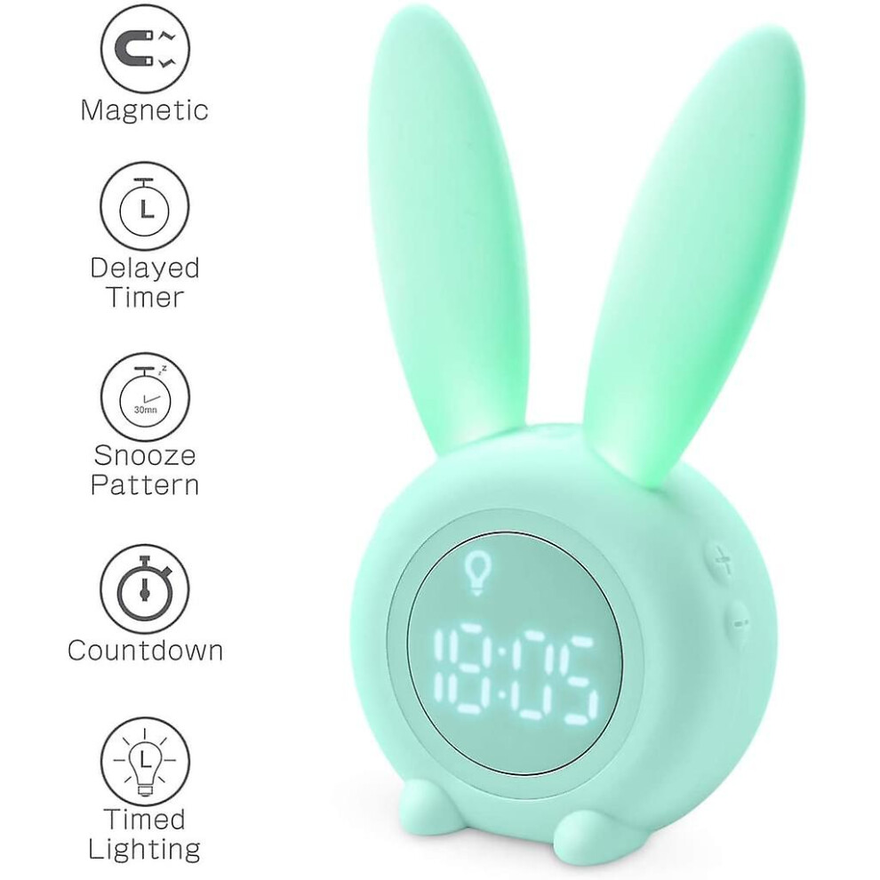Children's Alarm Clock Cute Rabbit Wake Up Children's Alarm Clock Creative Bedside Lamp Snooze Function, Timed Night Null_none/Null Light