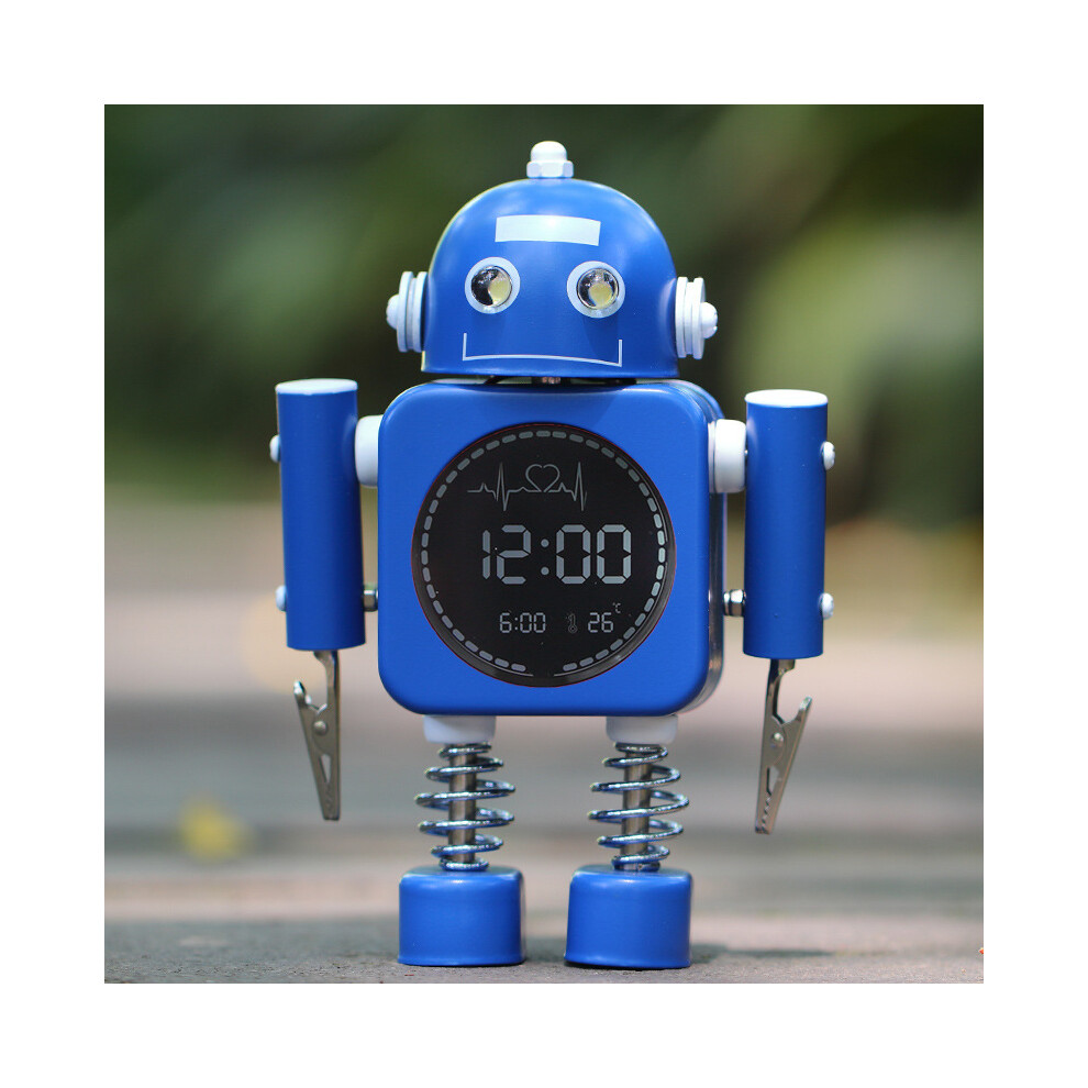 Robot Luminous Alarm Clock Metal Digital Display Silent Smart Stu