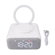 Bluetooth Speaker Alarm Clock USB Bluetooth Speaker with Digital Alarm Clock Wireless Charger FM Clock Radio Bedside Lamp