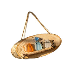 Zeeglas katten muurkunst decoratief hangend houten bord voor