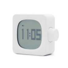 Student Creative Multifunctional Silent Bedside Table Bedroom Square Alarm Clock (Milky White)