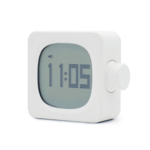 Student Creative Multifunctional Silent Bedside Table Bedroom Square Alarm Clock (Milky White)