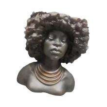 Elegant Resin Head Planter Container Flower Pot with-black girl