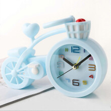 Blue Children's Alarm Clock Retro Cute Alarm Clock Warm Surface Bicycle Retro Locomotive Decoration Gift, Bicycle Alarm, Alarm Clock Accessories Home