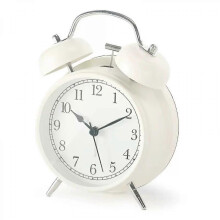 SBSG 10 cm Double Bell Alarm Clock with Backlight, Silent Non-Ticking, Battery Powered, Loud Alarm Clock (White)