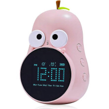 Wecker, USB-LED-Digitaluhr für Kinder mit 6 Klingeltönen, geräuschlos, birnenförmig, niedlich (rosa)
