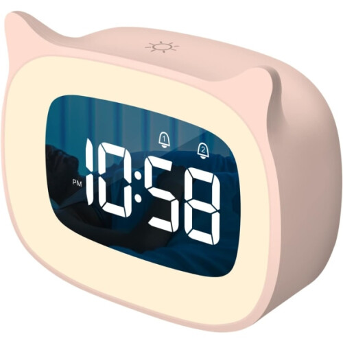 Children's alarm clock with luminous stepless dimming, cute cat