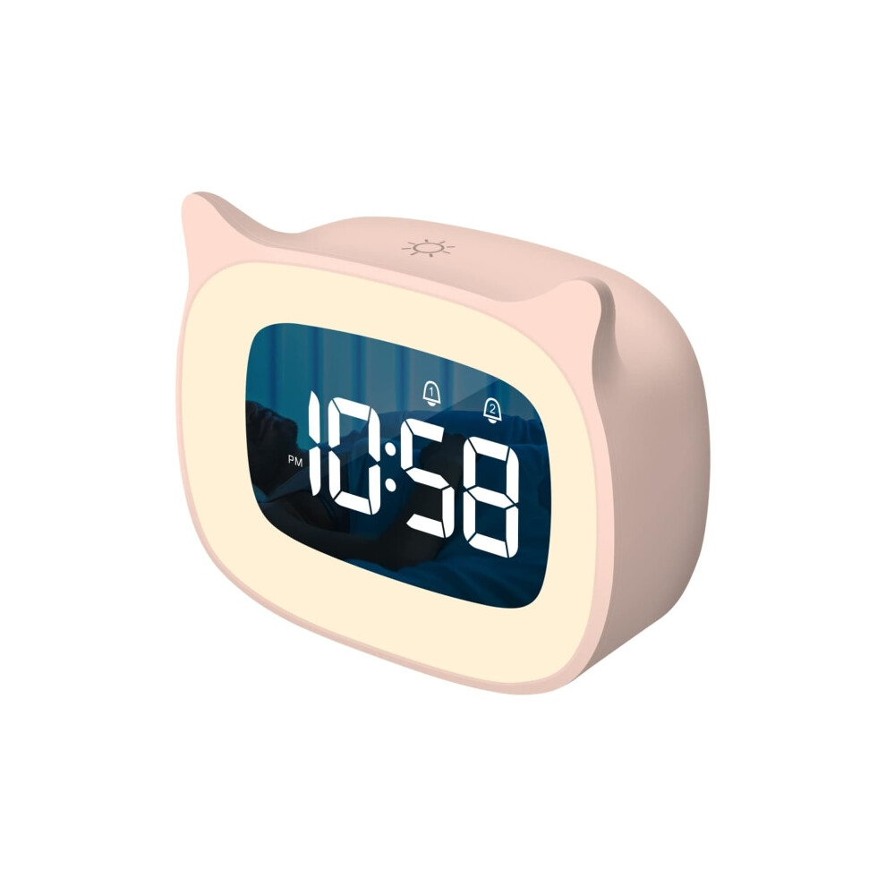 Children's alarm clock with luminous stepless dimming, cute cat