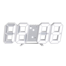 3D LED Wall Clock Minimalist Wall Mounted Alarm Clock White Font White Text compatible Home Living Room Office