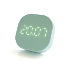 Creative arbitrary calendar small smart alarm clock bedroom bedside children students LED electronic minimalist digital clock (green square)