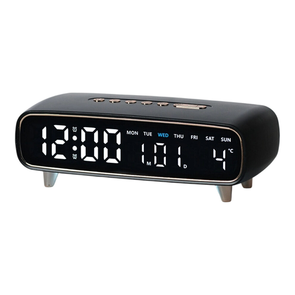 Modern Digital Alarm Clock With Moon Phase Calendar And- Black 7704001162707
