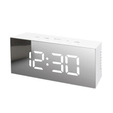 LED Digital Electronic Mirror Alarm Clock Desk Small Alarm Clock Students Special Electronic Clock compatible Children FLYE243236
