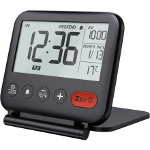 Ocean (Black) Travel Alarm Clock Mini Portable LCD Digital Clock with
