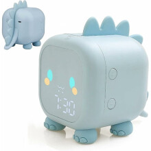 Sveglia digitale a LED per bambini con luce notturna, design a dinosauro, 2 allarmi, volume regolabile, funzione snooze, ricarica USB - Compatibile c