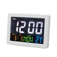 LED digital alarm clock, electronic travel alarm clock battery alarm clocks bedside table with 8 alarm sounds, button-controlled backlight (white)