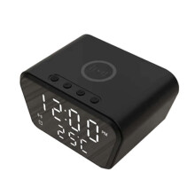 Alarm Clock 15W Intelligent Wireless Charger LED Digital Clock Black