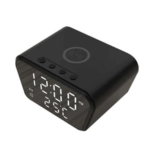 Alarm Clock 15W Intelligent Wireless Charger LED Digital Clock Black
