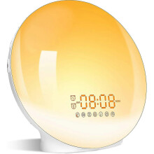 Sveglia con luce di risveglio, simulazione alba/tramonto, doppia sveglia, lampada da comodino, funzione snooze, radio FM, 7 suoni naturali, 7 atmosfe