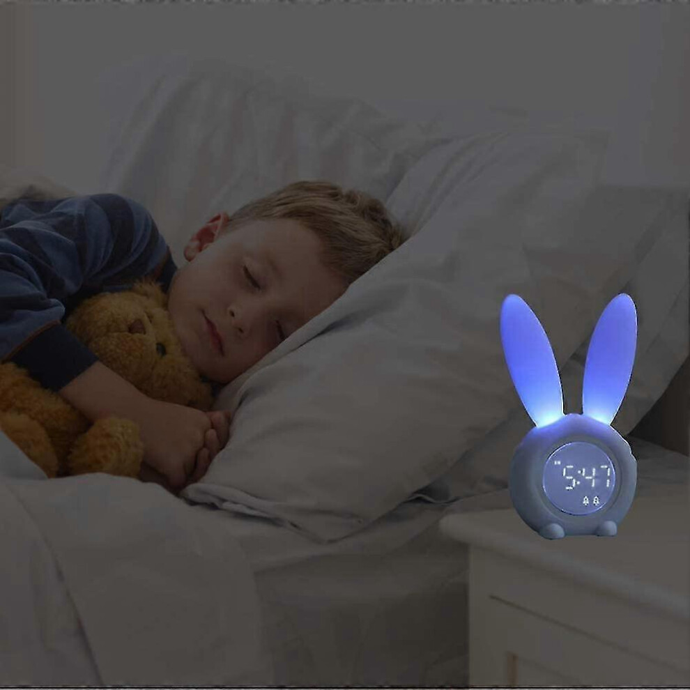 Children Alarm Clock compatible Kids, Alarm Clocks compatible Girls' Bedrooms, Night Light compatible Kids, Touch Control - Pink_Blue