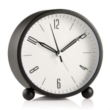 Dww-Silent Bedside Alarm Clock, Round Alarm Clocks, Metal Chil