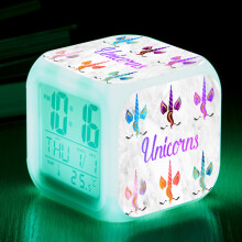 Four Square Digital Unicorn Alarm Clocks - 2# Unicorn with LED, Lighted Gift compatible Kids, Boys and Girls