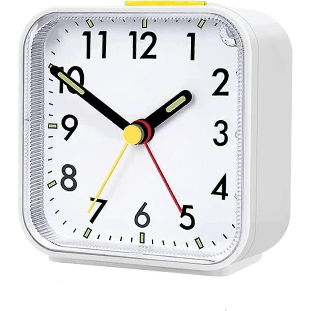 Non-Ticking Analog Alarm Clock With And Snooze Function And Top Button, Loud Alarm, Silent Alarm Clock, Battery Operated, Children's Alarm Cloc Light