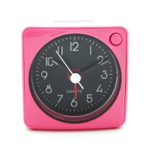 Mini Alarm Clock, Silent Sweep, No Ticking, Auto Backlight and Snooze Function, Travel Use (Red/Black Dial/Black White Hands) (D)