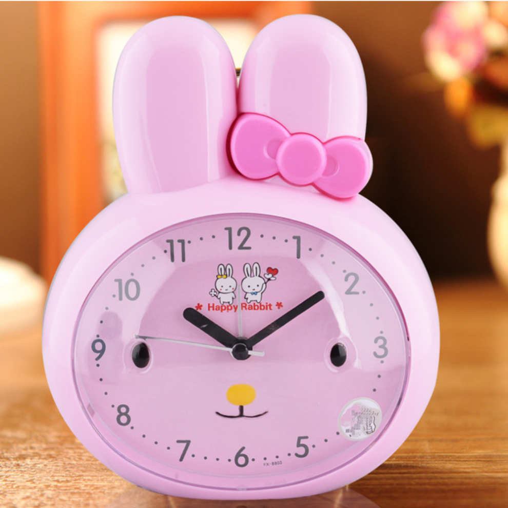 Saytay Alarm Clocks Compatible Bedroom, Cartoon Alarm Clock Large Rabbit Head Alarm Clock, Student Children Home Decor Desk Clock (Pink) Pink
