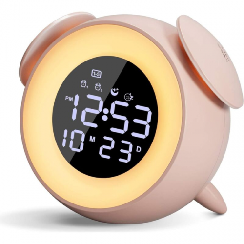 Light alarm clock, children's alarm clock LED bedside lamp, solar