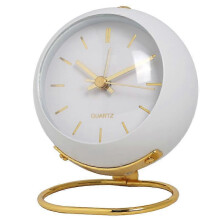 Battery Operated Desk Alarm Clocks with Light, Retro Silent Non-Ticking Analog Small Clock, Loud Desk Clock, White