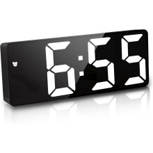 Digital alarm clock without mirror (black), 6.7 inch LED display, bedside clock