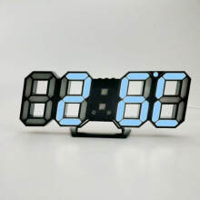 3D Stereo LED Alarm Clock Living Room 3D Wall Clock Black Frame Blu-ray