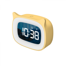 Kids Alarm Clock with Night Light Stepless Dimming, Cute Cat Ears Digital Clock compatible Boys and Girls, 5 Minute Alarm
