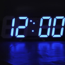 Qiilu Wall Clock - Digital Alarm Clock Timer - 3D Led - White - Multifunctional_White