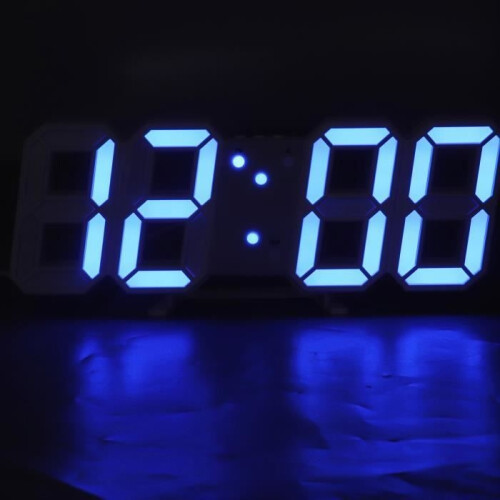 Qiilu Wall Clock - Digital Alarm Clock Timer - 3D Led - White - Multifunctional_White