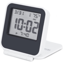 Small Digital Travel Alarm Clock, Battery Powered Mini Travel Clock with Backlight, Portable Foldable Mini Pocket Calendar Erat Clock (White)