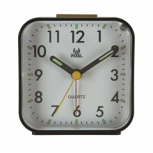 SAYTAY Small Travel Alarm Clock Analog Quartz Alarm Clock compatible Bedside Table Nightstand - Black (D)