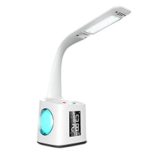LED Desk Lamp with USB Charging Port, Night Light, Alarm Clock, Pen Holder, Calendar, 3-Level Dimmer Eye-Care Table Lamp