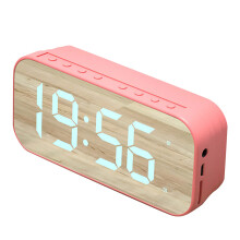 Wireless Bluetooth Speaker New Mini Home Mirror Small Speaker Remote Control Alarm Clock Smart Speaker (English Version) Pink