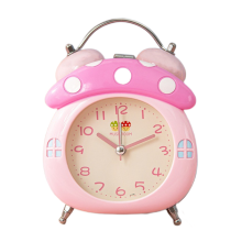 Kinderwecker mit Pilzmotiv, lauter Weckton, leiser Wecker für Schlafzimmer und Nachttisch, dekorativer Wecker – Rosa