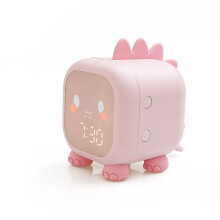 Dinosaur Square Kids Clock (Pink, 8.8*12*11.5 cm) Digital Alarm Clock compatible Kids' Bedroom Cute Bedside Clock Sleep Trainer USB Birthday