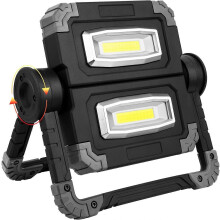 Rechargeable LED Work Light, 2 COB Spotlights, 3 Modes, 20W 5000mAh Power Bank, Foldable LED Work Light with 360 Rotation compatible Camping, Repair