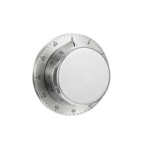 Mechanical Manual Stainless Steel Kitchen Timer with Magnetic Base, Cooking Timer, Alarm Clock, Countdown, Study, Fitness Timer Tool_Silver