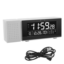 TSP30 Night Light Digital Clock Alarm with FM Radio Timer and Humidity Meter (White)