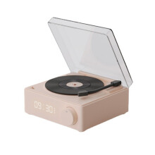 X11 Alarm Clock Speaker Multifunctional Atom Vinyl Bluetooth Speaker compatible Mobile Phones and Computers (1-pack, Pink)