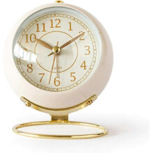 Silent Retro Alarm Clock with Night Light & HD Glass compatible Bedroom Decor_White