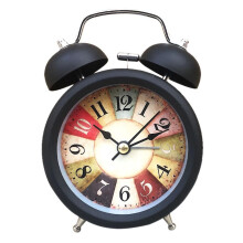 Retro Metallic Twin Clock Anime Alarm Clock, Non-ticking Analog Clock